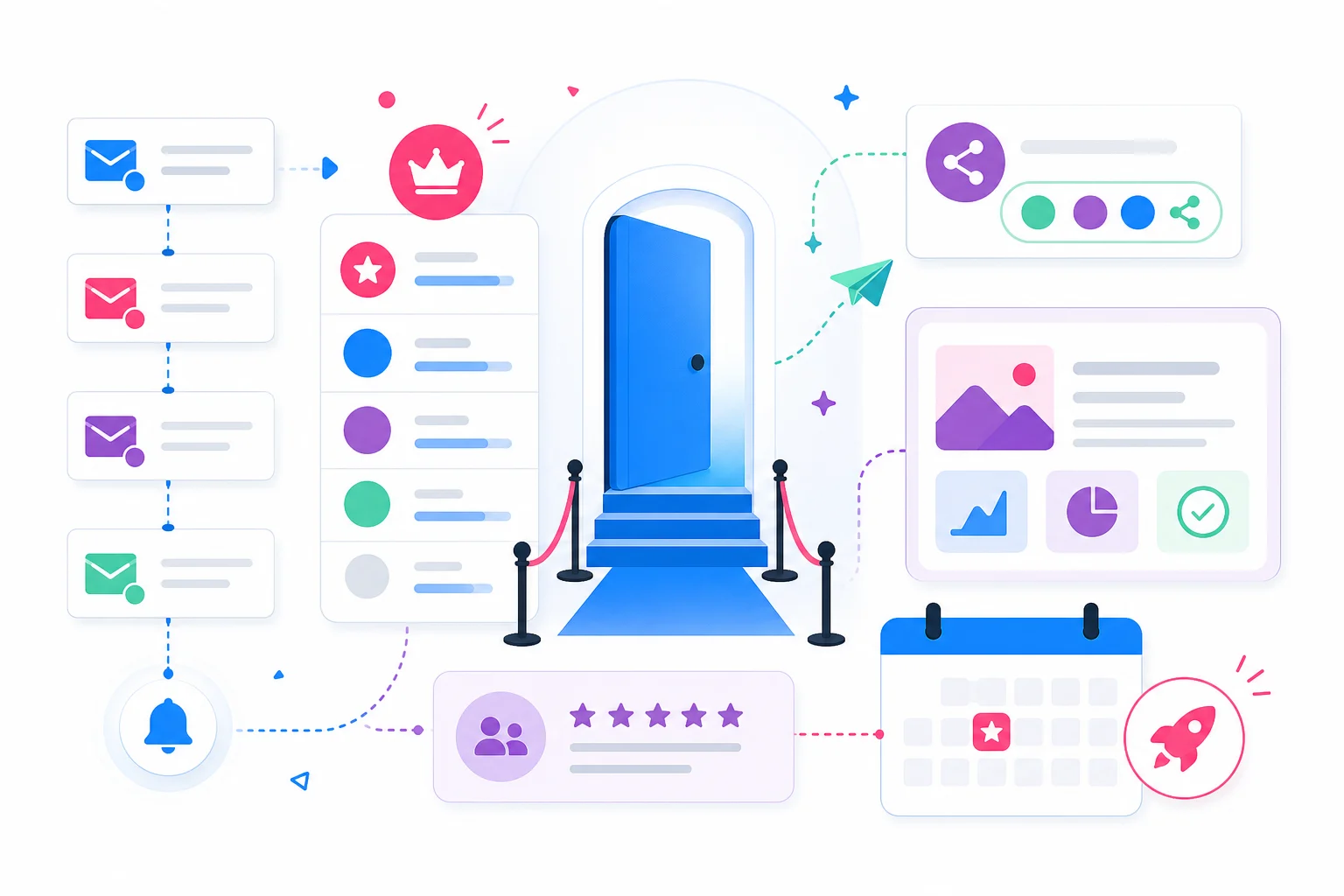 Branded waitlist email sequence with priority ladder, early access, and referral paths