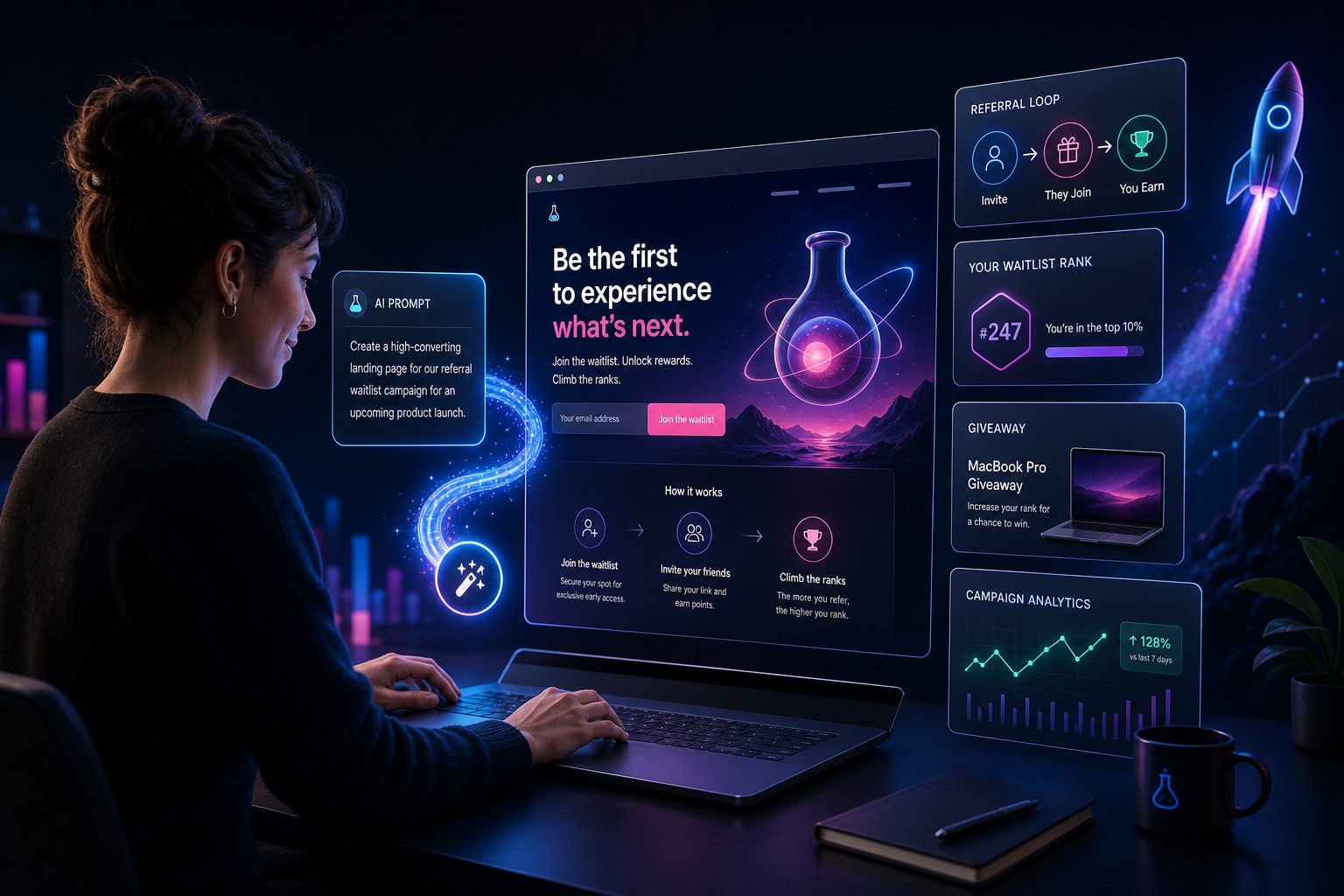 AI landing page examples hero illustration