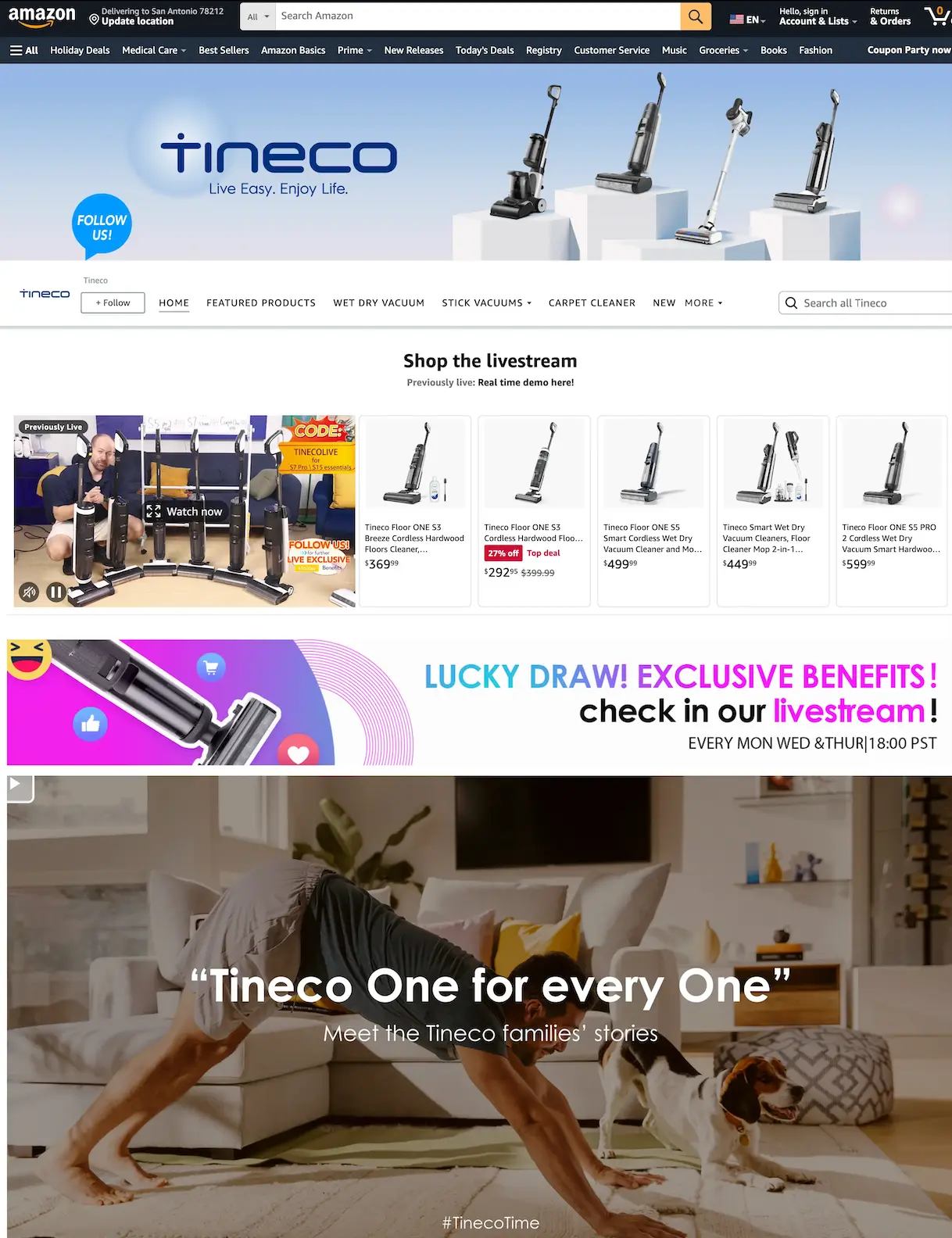Tineco Amazon seller page