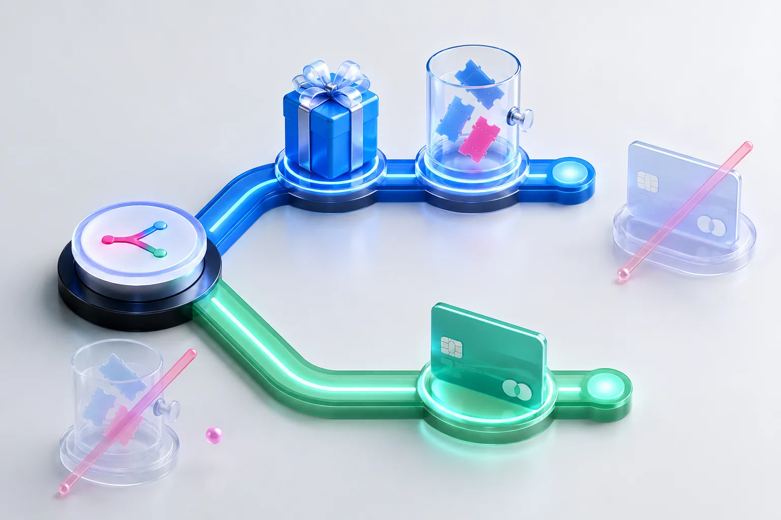Three-dimensional model of prize, chance, and consideration showing the removed element for safer promotion structures.