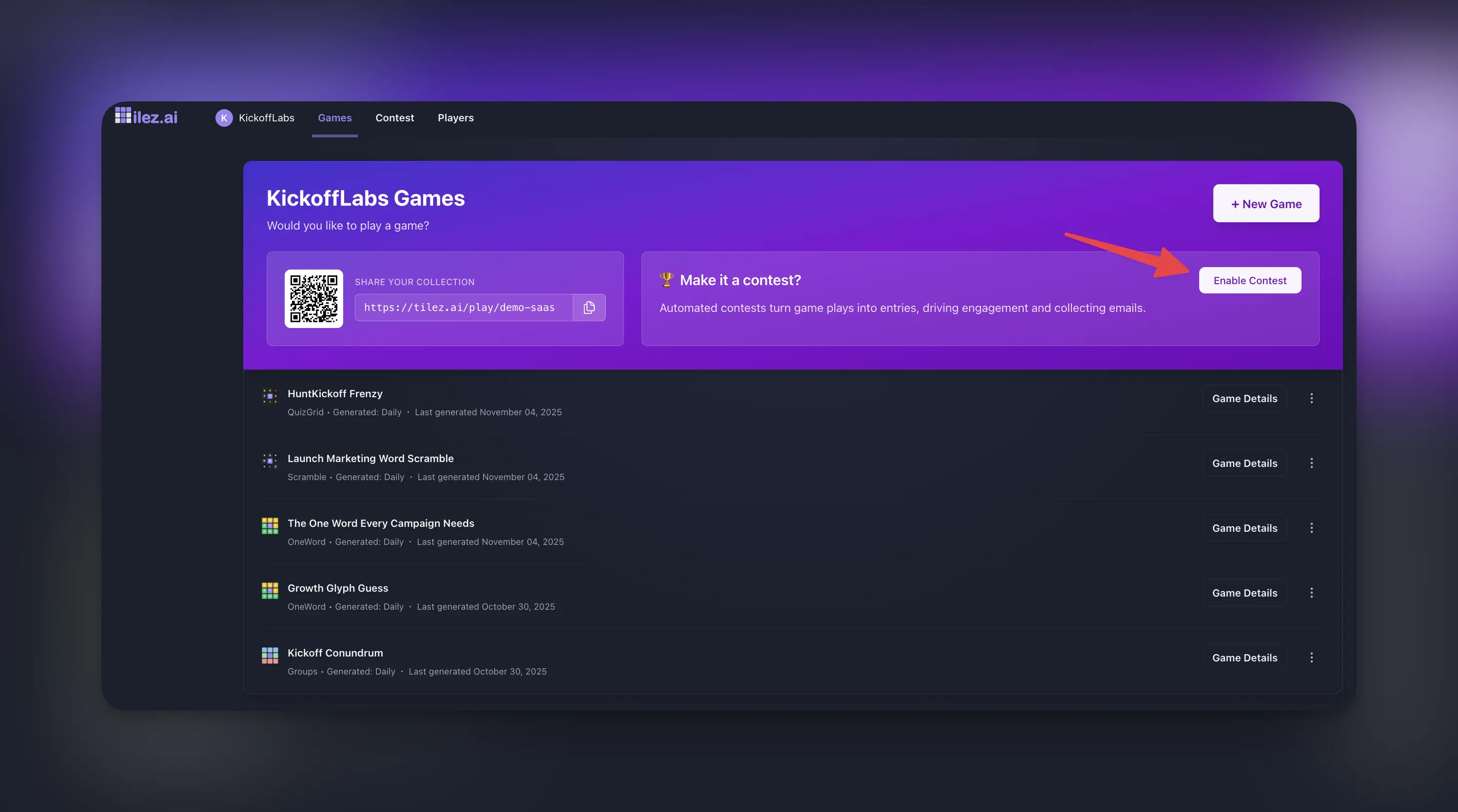 Enable Tilez.ai contests