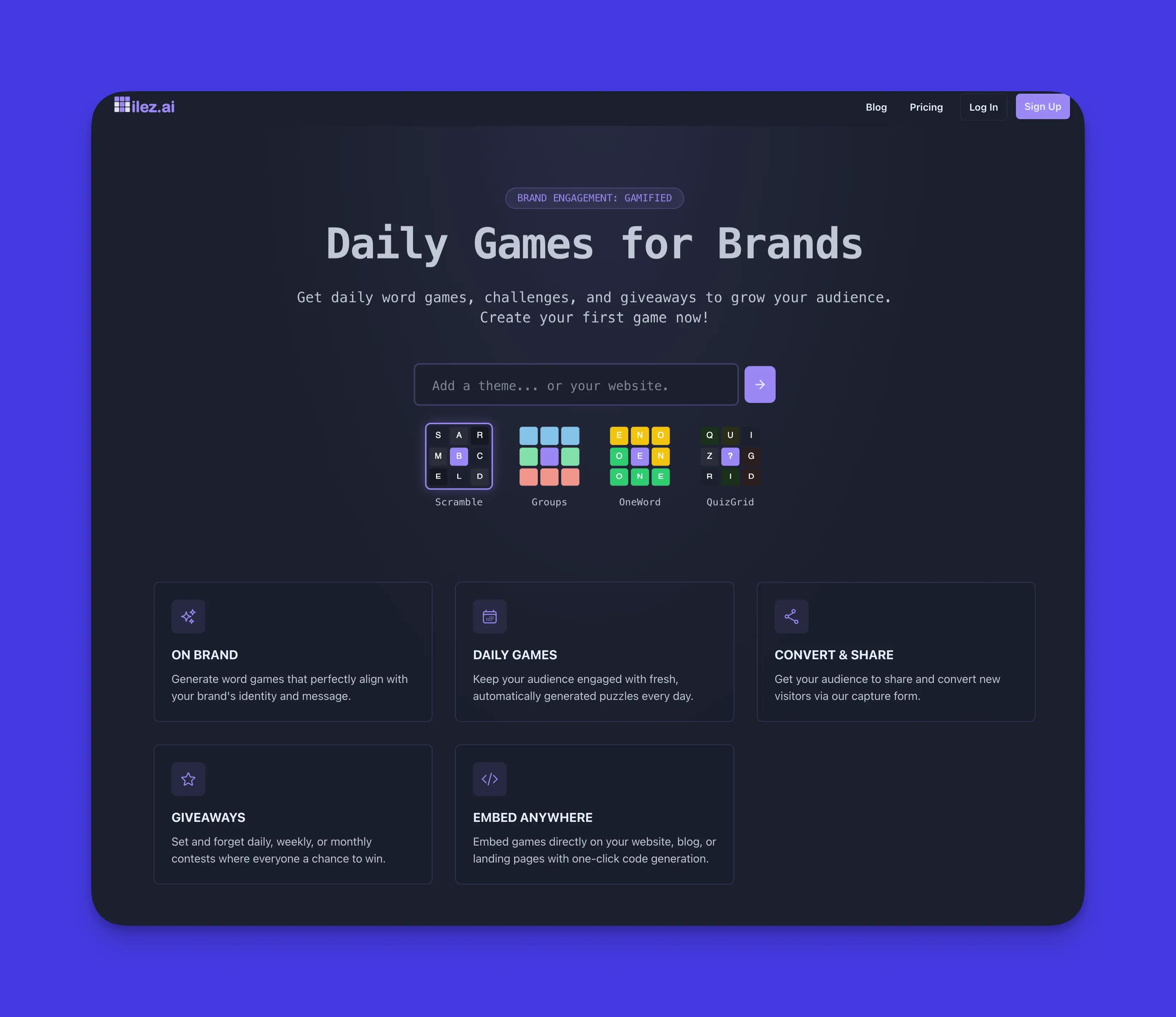 Launch branded daily word games with Tilez.ai