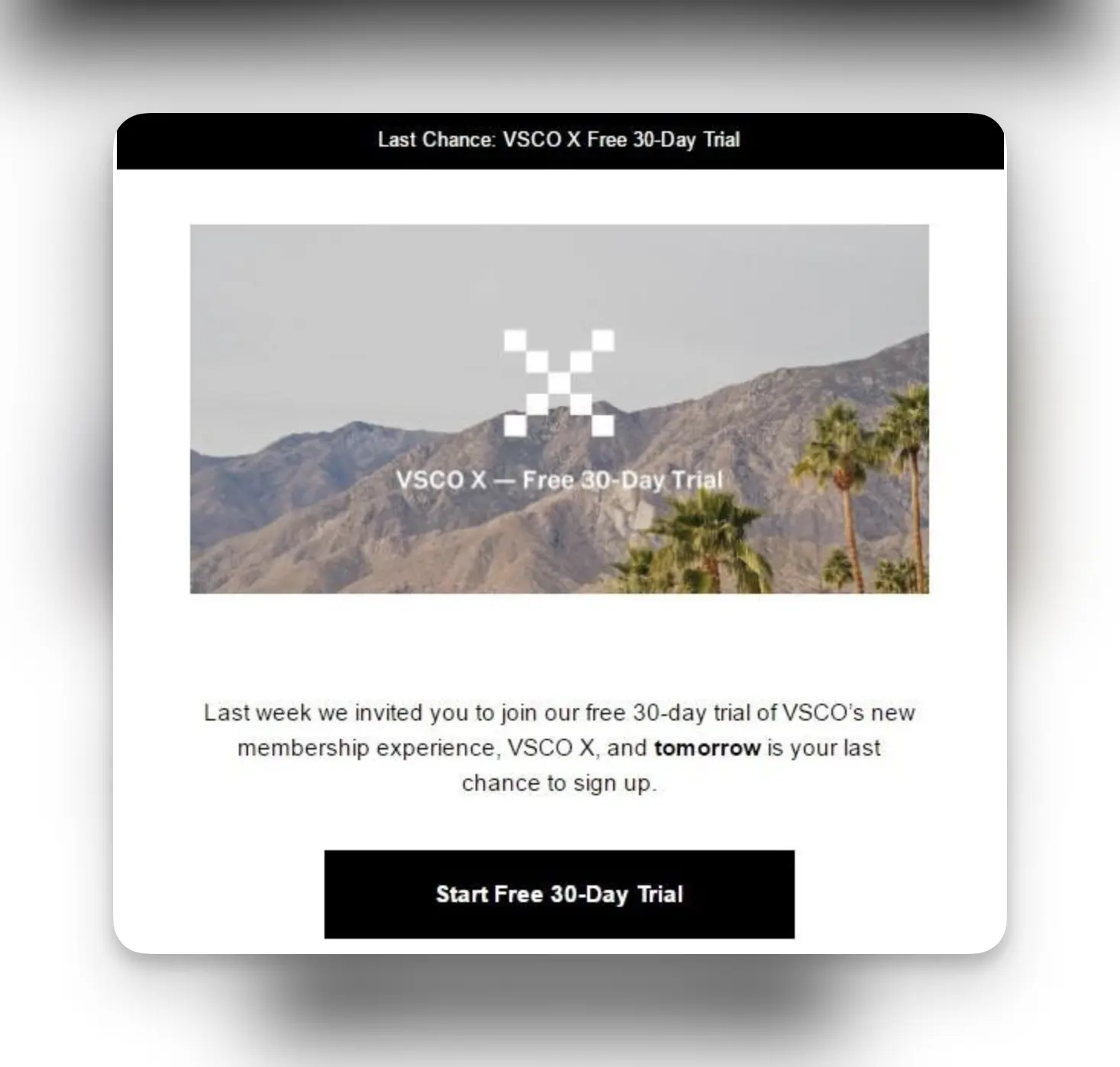 VSCO trial email