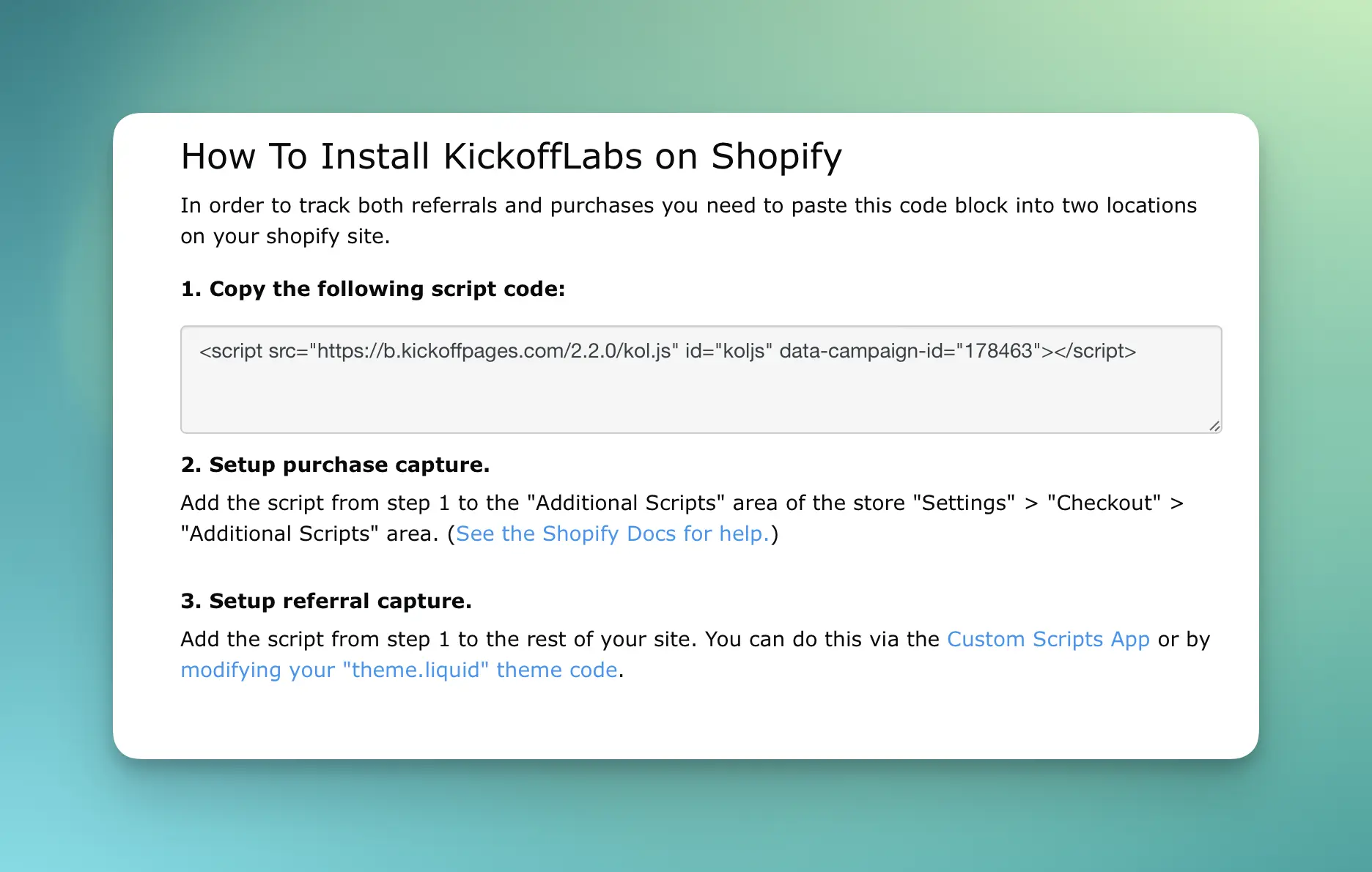Installing Shopify