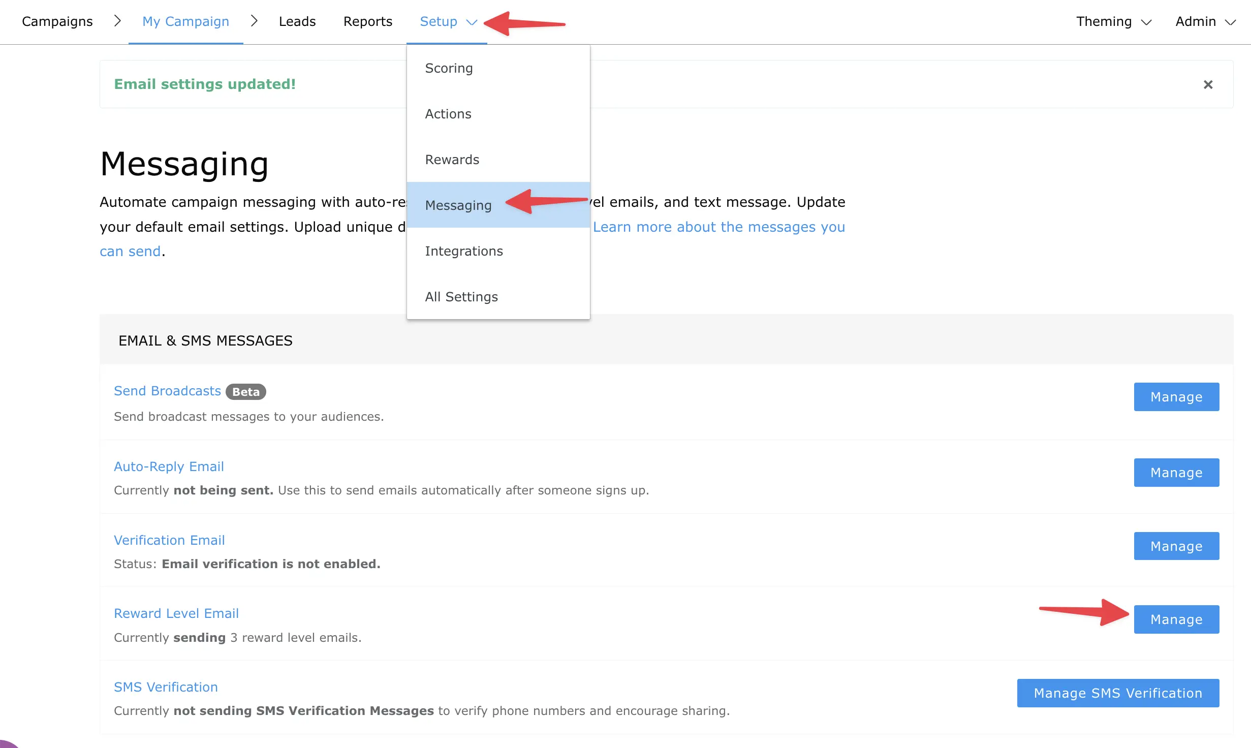 manage rewards dashboard