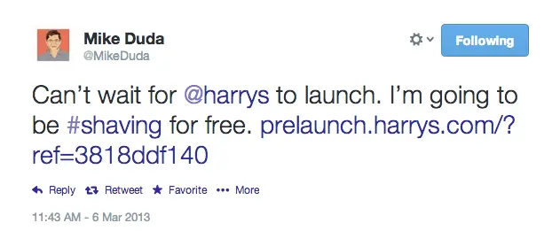 harrys_launch_social_sharing