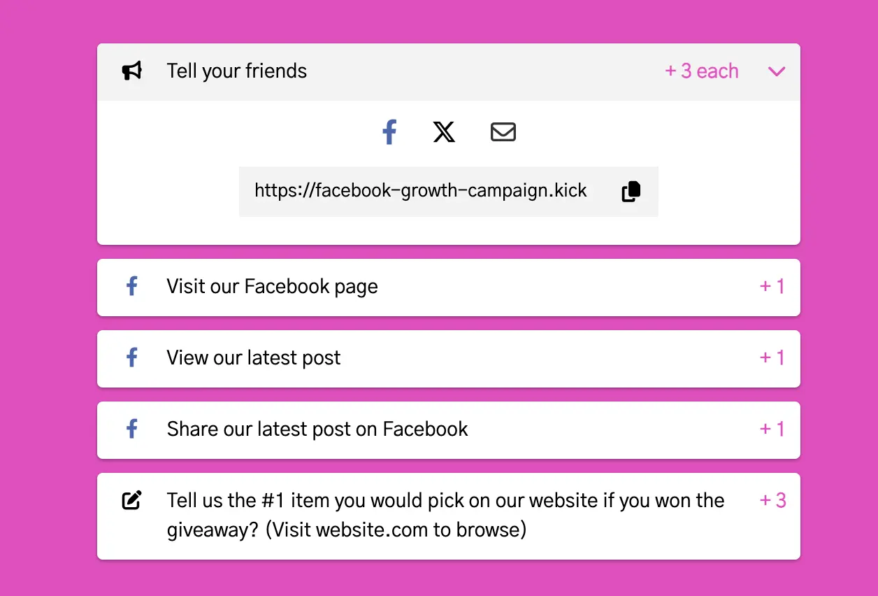 Facebook campaign actions