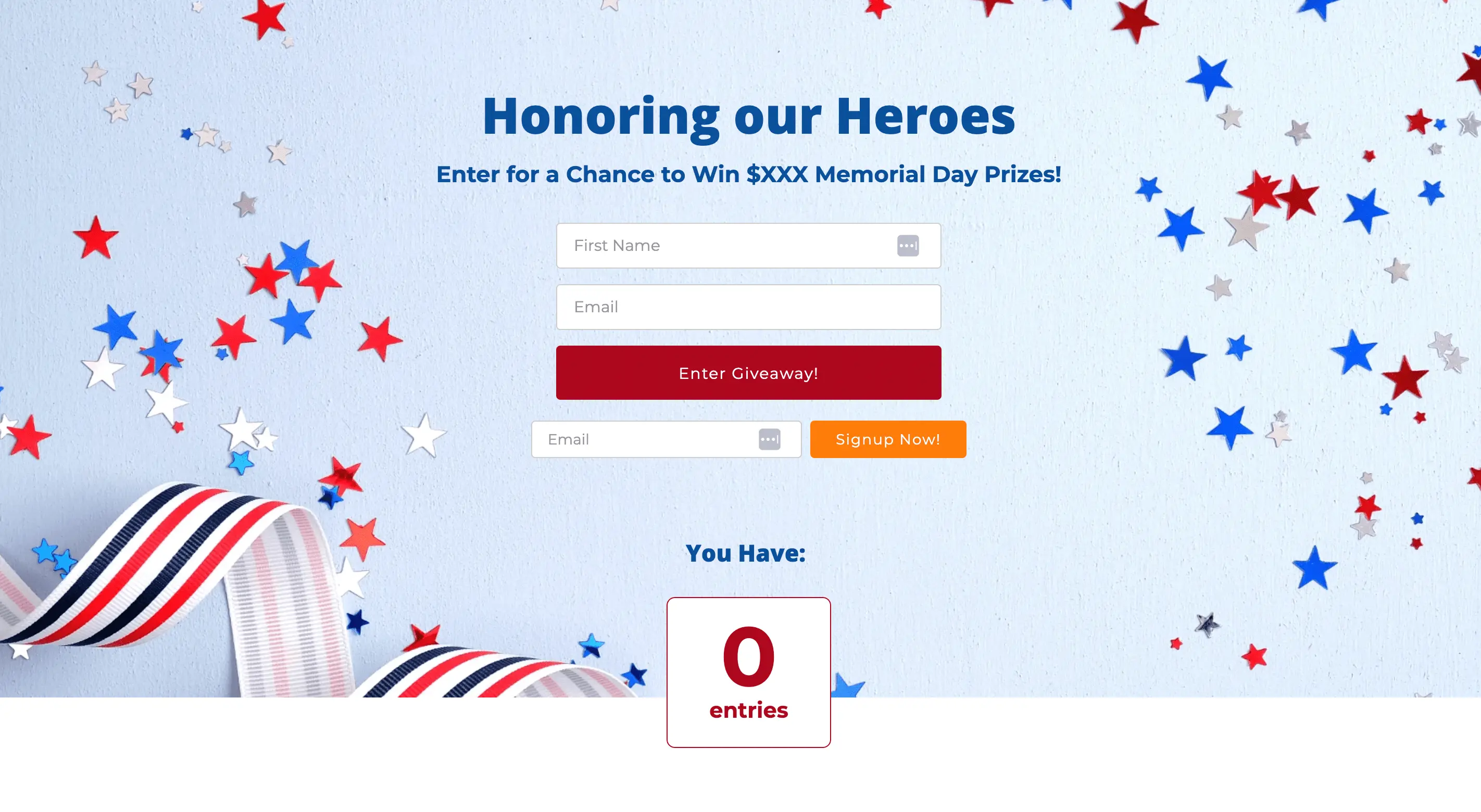 memorial day landing page