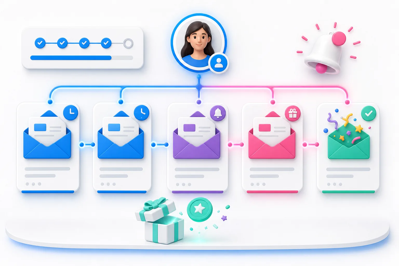 A premium automated sequence of newsletter referral follow-up emails and reward delivery
