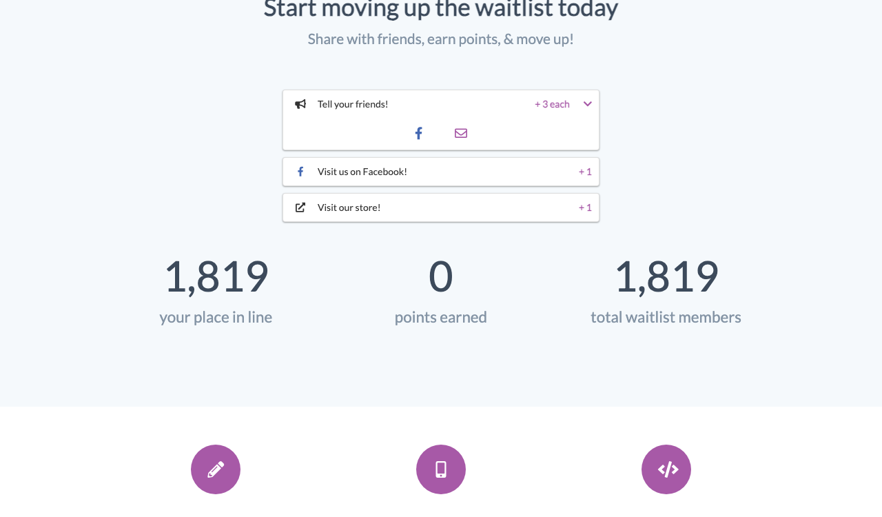 Waitlist referral dashboard showing points and place in line