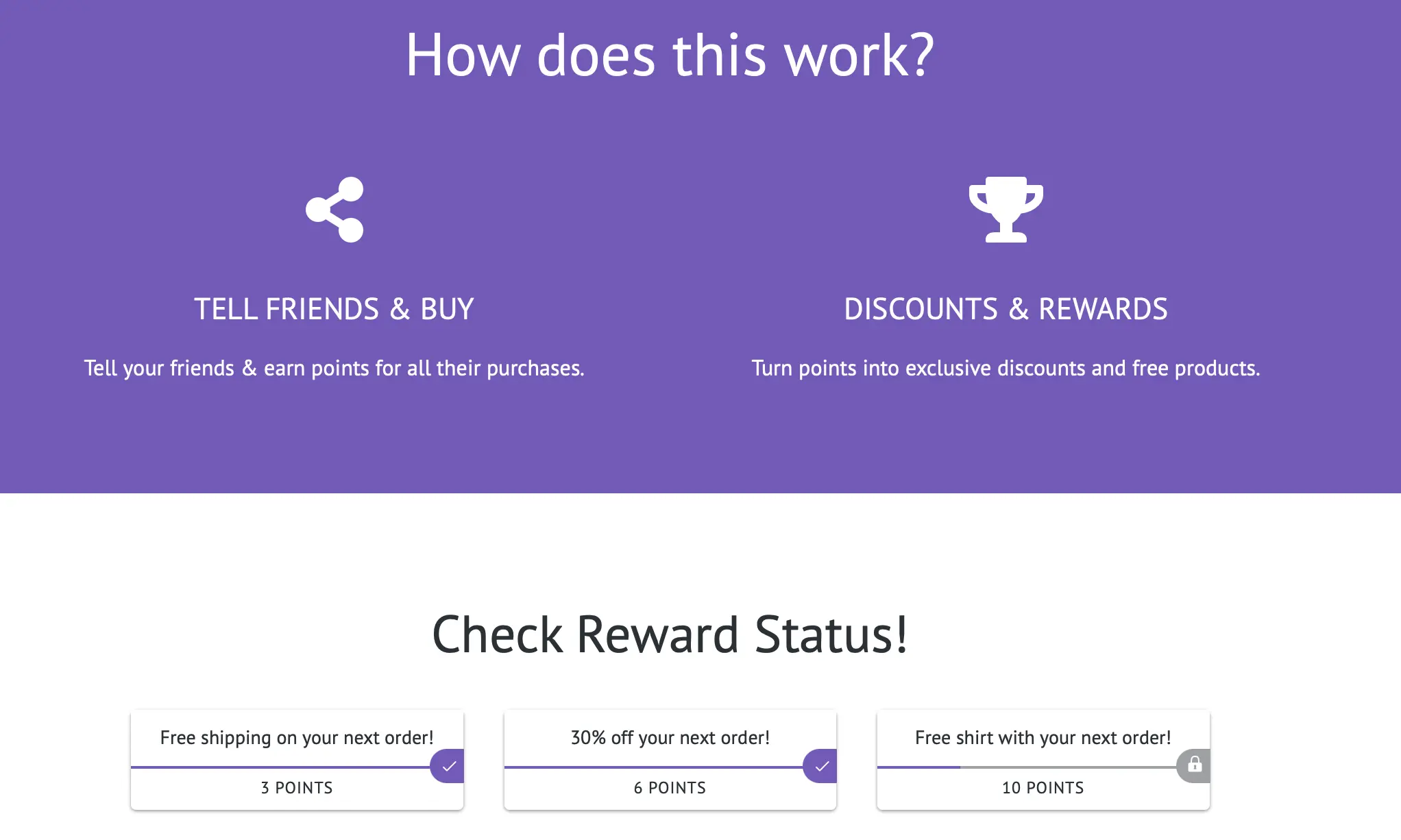 KickoffLabs Rewards Program Example