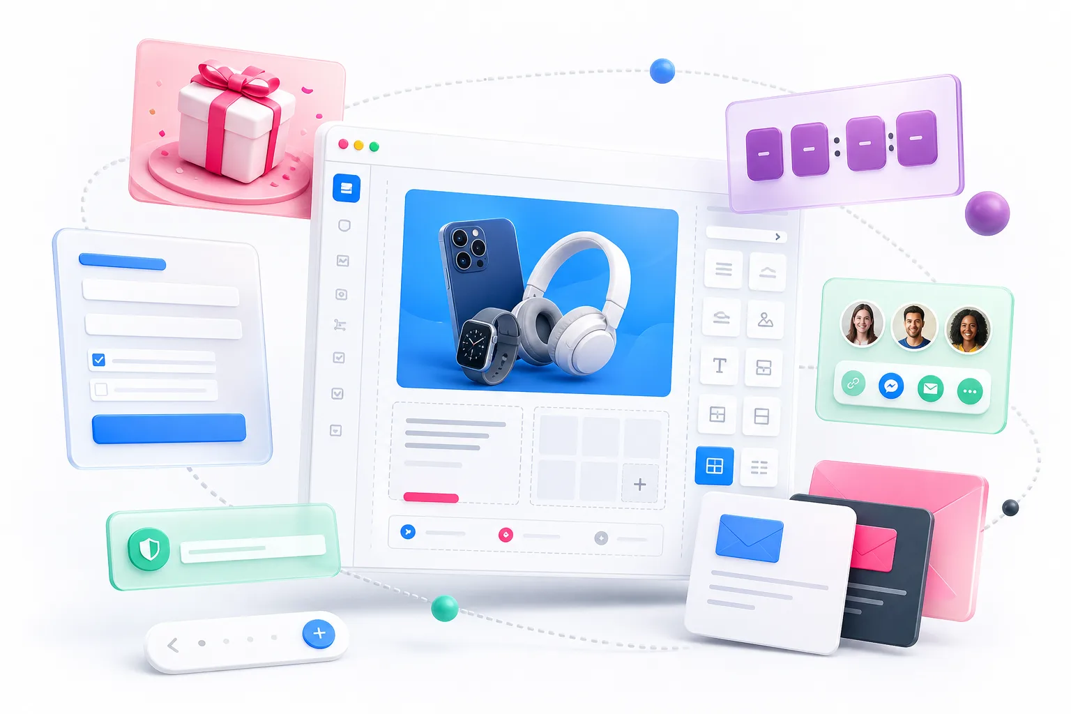 Sweepstakes landing page template concept with modular campaign sections