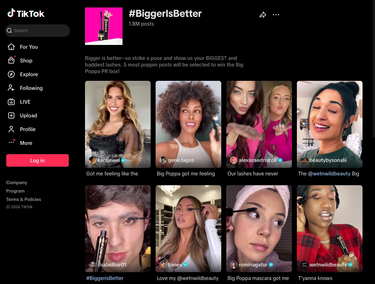 wet n wild #BiggerIsBetter hashtag challenge on TikTok