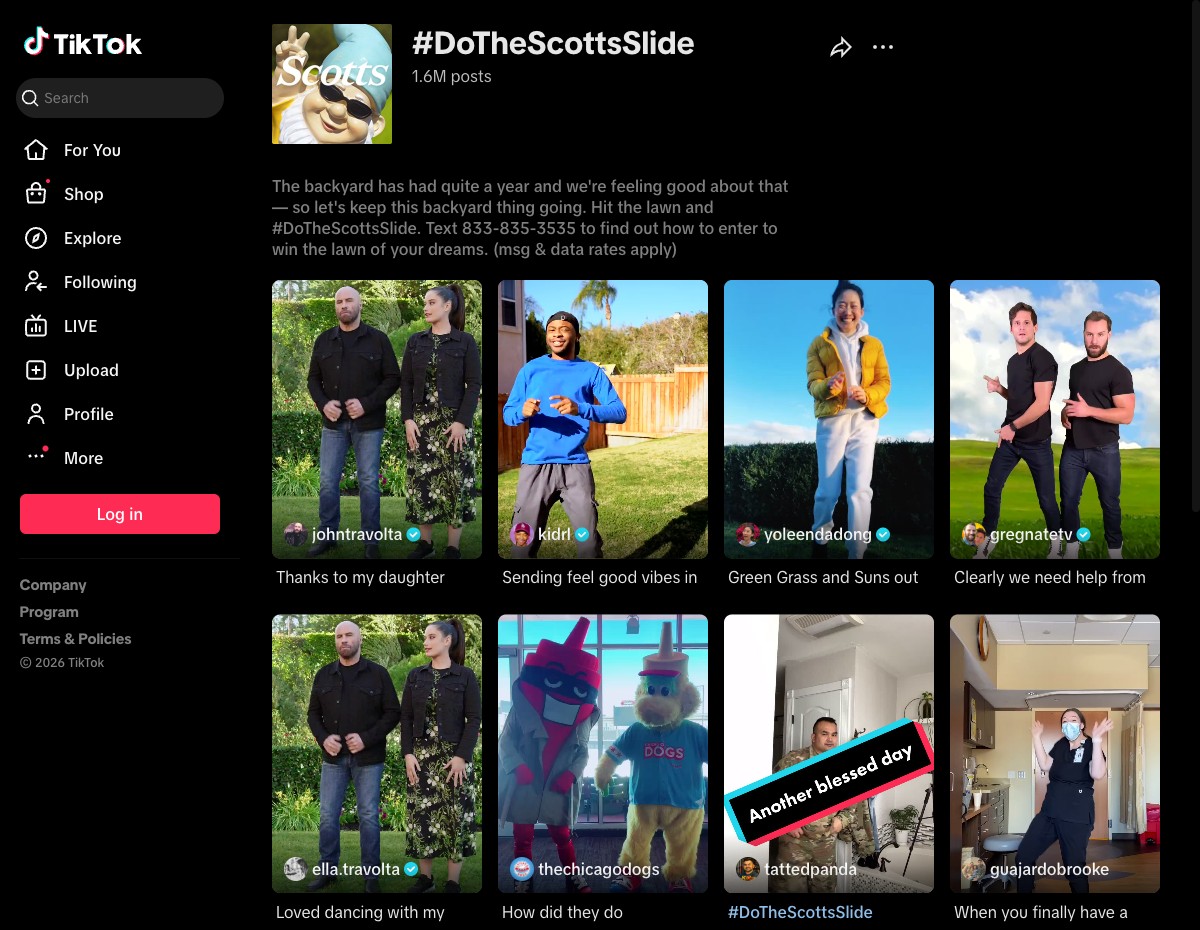 Scotts Lawn Care #DoTheScottsSlide hashtag challenge on TikTok