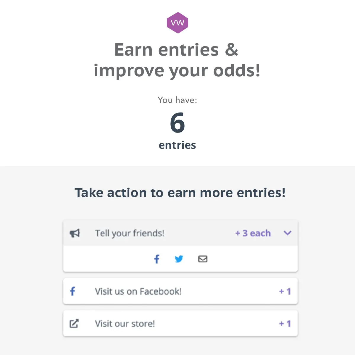 Sweepstakes entry page showing bonus actions to earn more entries
