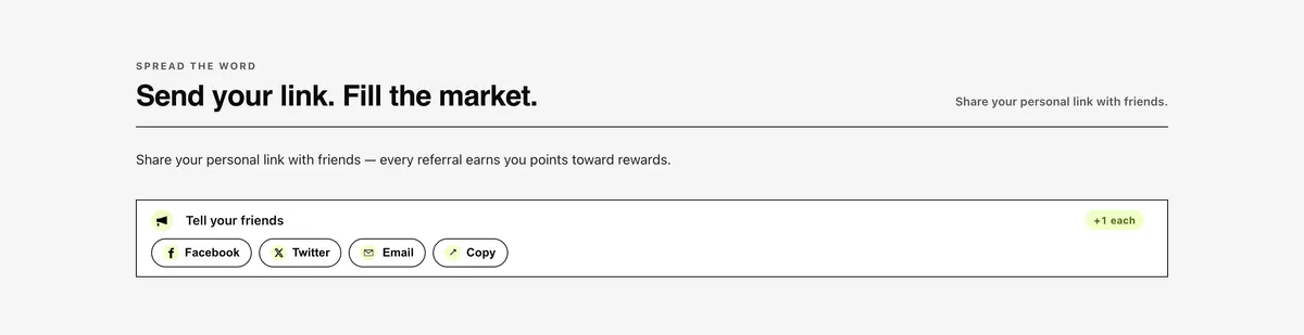 Share to earn perks: a section of the event rsvp page