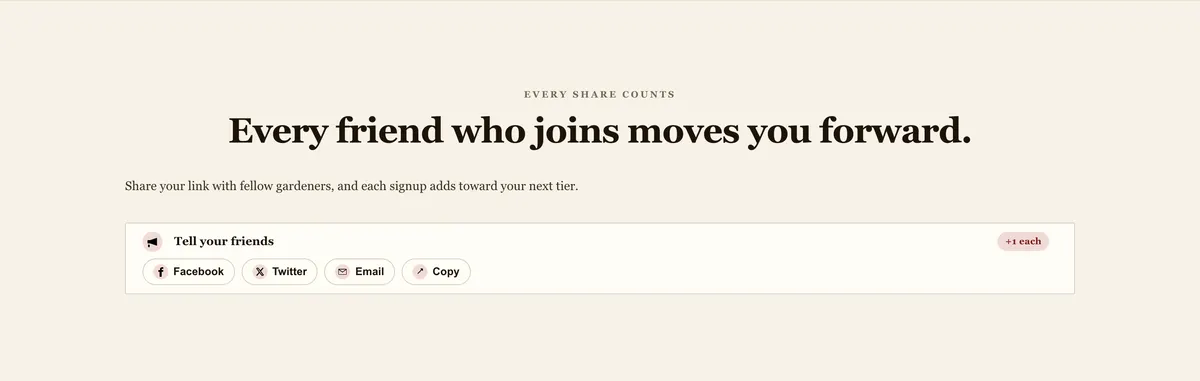 Share to move forward: a section of the newsletter referral program page