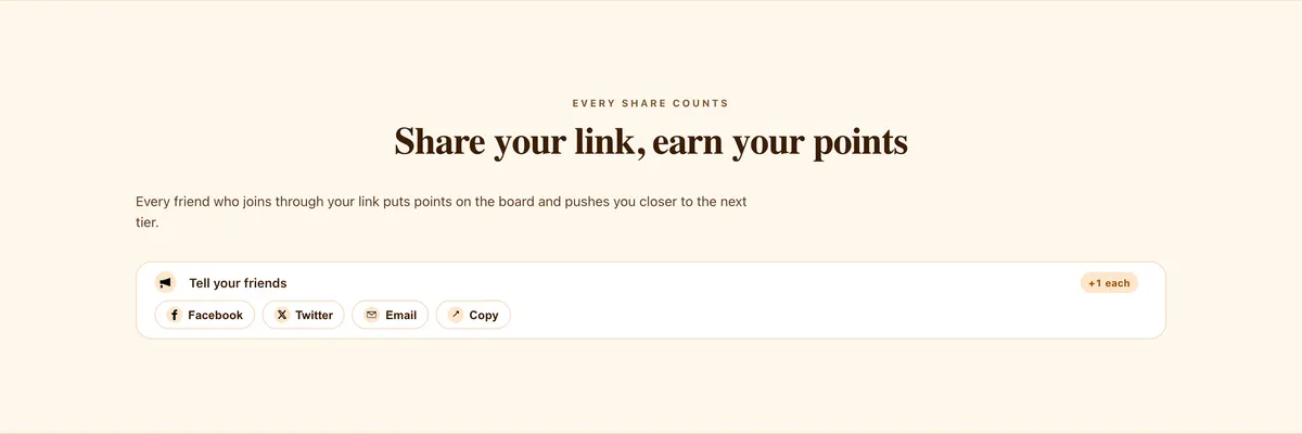 Share to climb: a section of the kickstarter pre-launch page