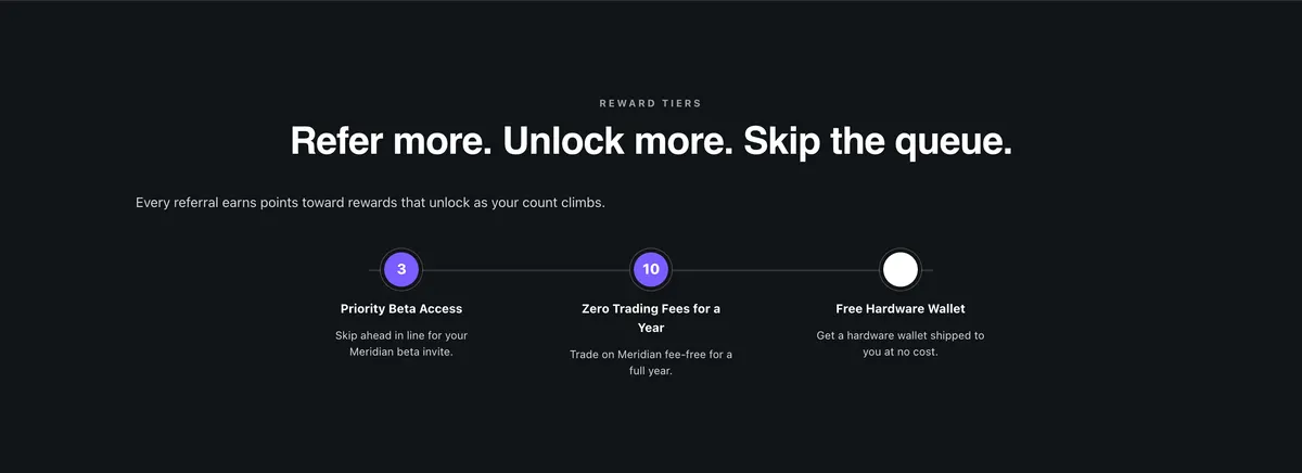 Milestone track: a section of the crypto wallet waitlist page