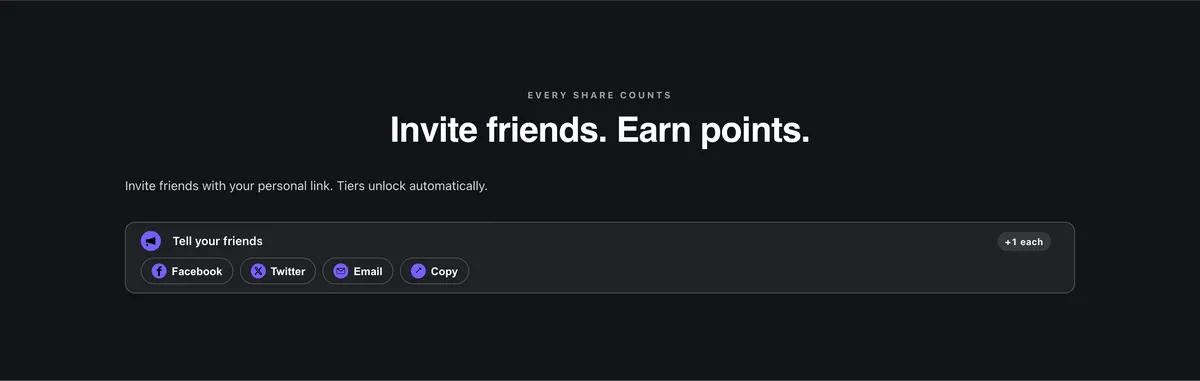 Share to unlock: a section of the crypto wallet waitlist page