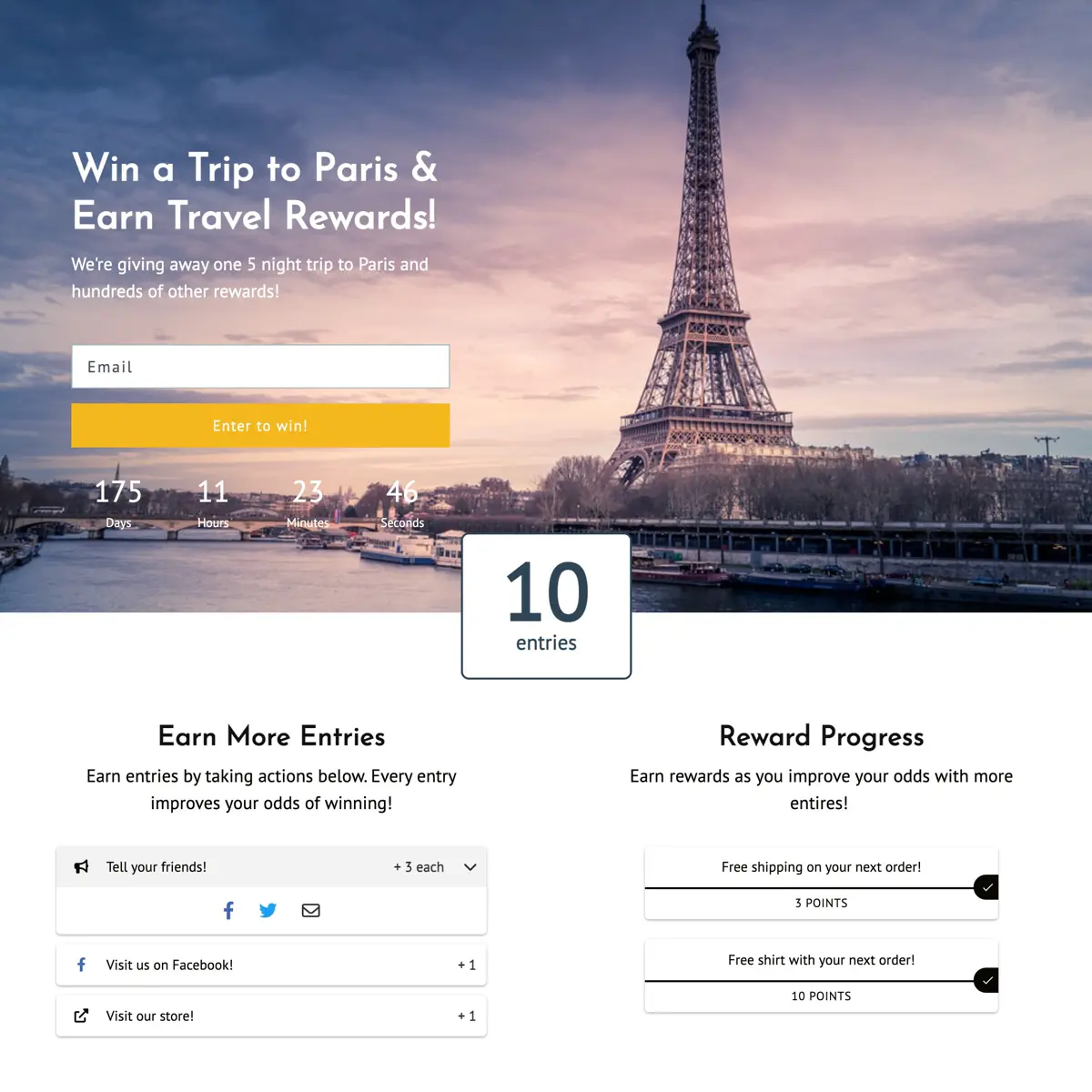 Giveaway example - trip to paris