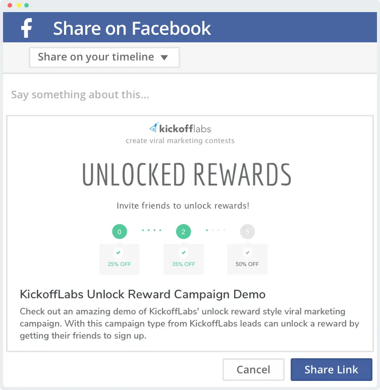Your leads share your campaign with their friends on facebook.