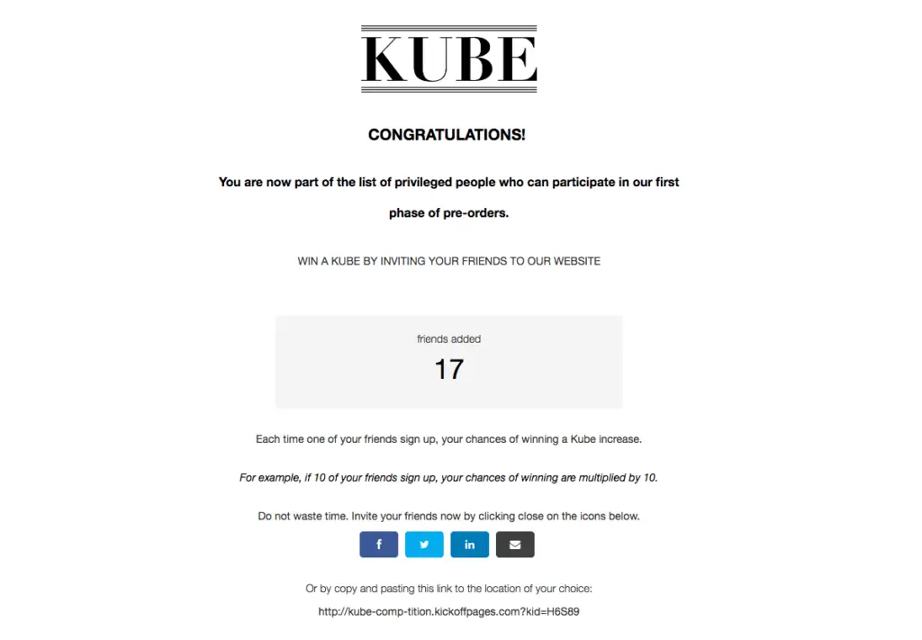 Kube thank you page