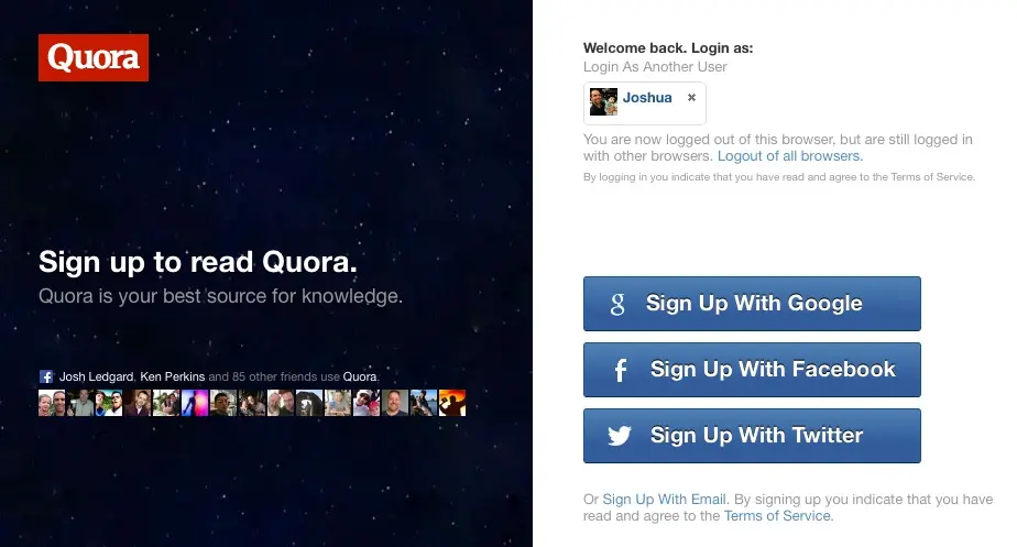 Quora Landing Page Copy