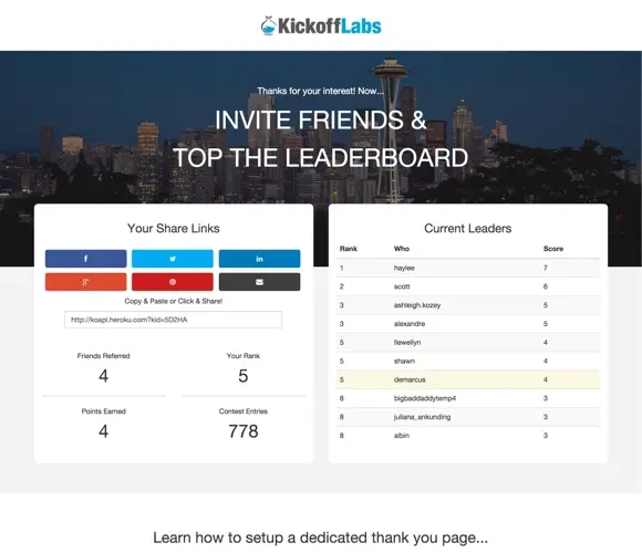 Introducing leaderboard pages and contest scoring for KickoffLabs campaigns