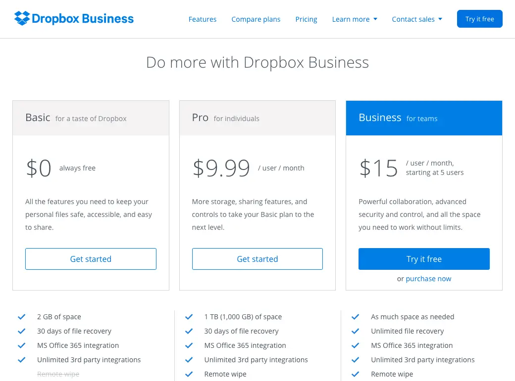 dropbox business