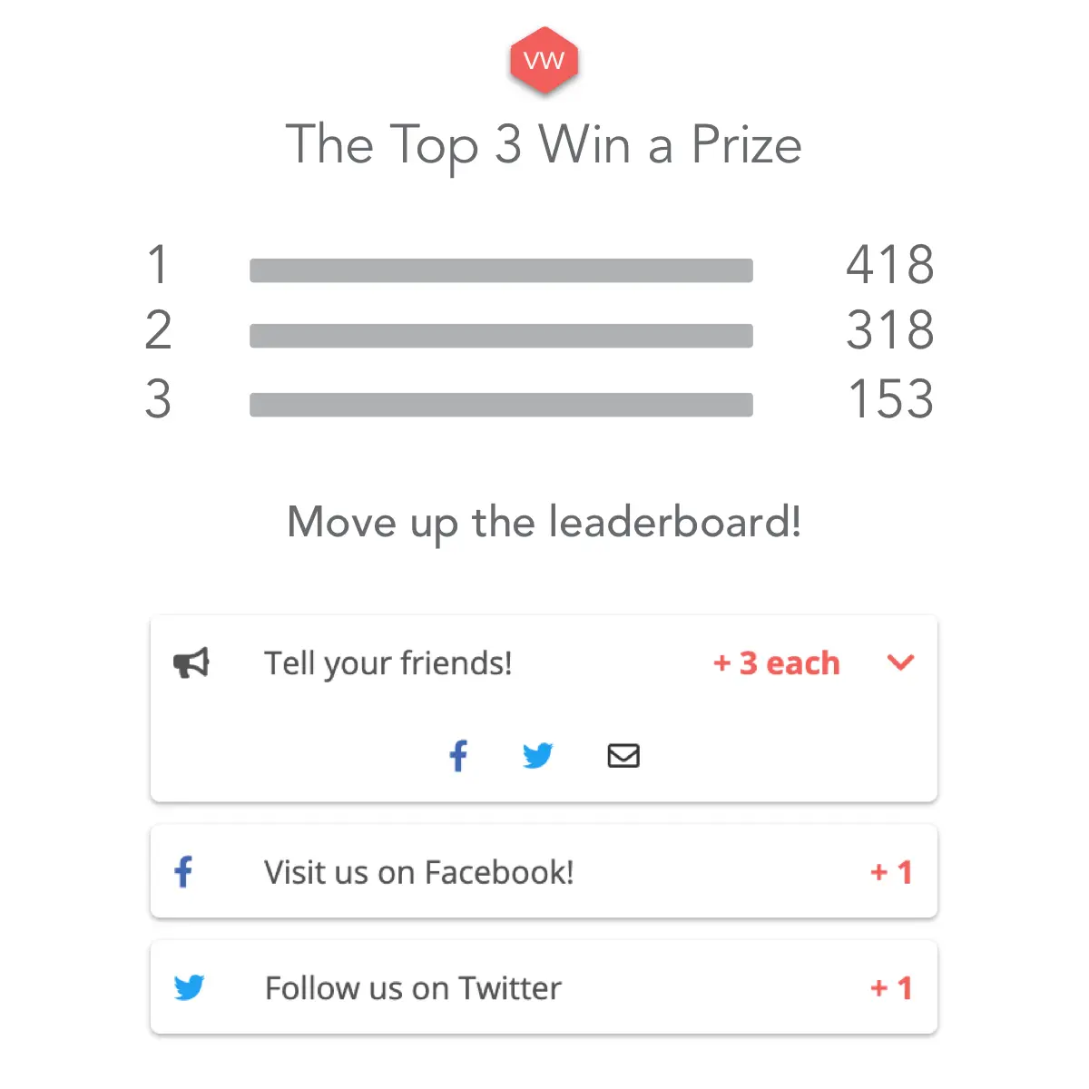 Top three win a prize and move up