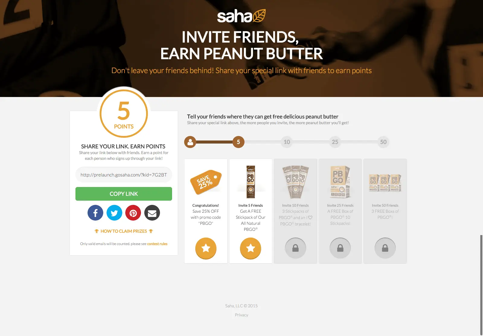 SAHA unlock rewards landing page